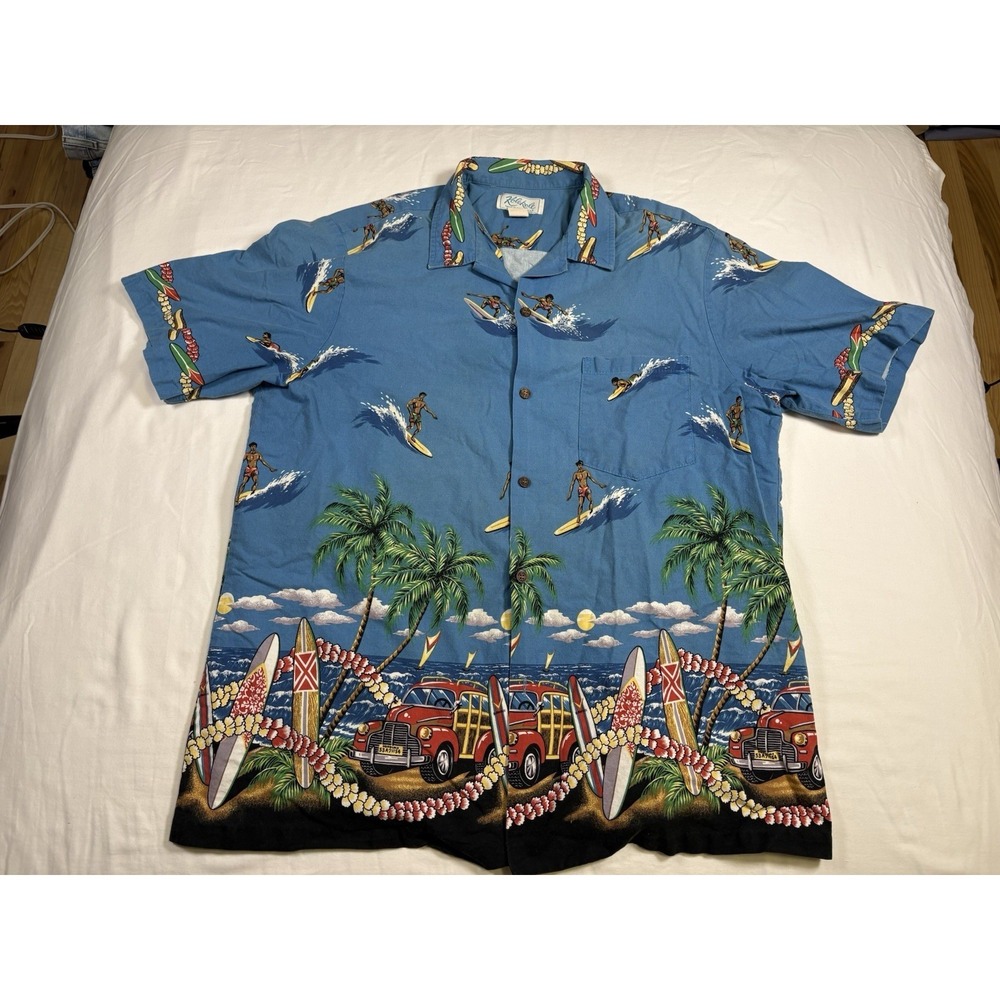 Vintage Kole Kole Hawaiian Shirt Mens XL Woody Wagon Surfboard Made In Hawaii